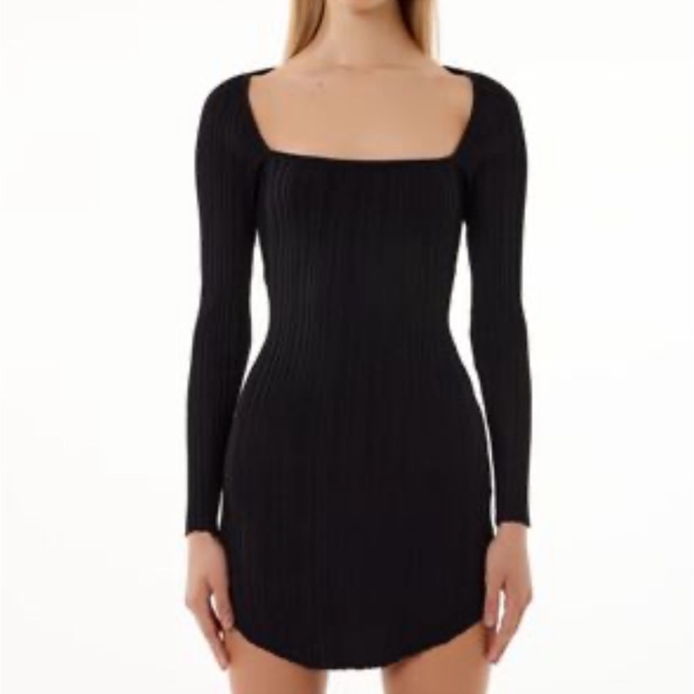Barneys New York x Forever 21 Black Ribbed Mini Sweater Dress Size XL
